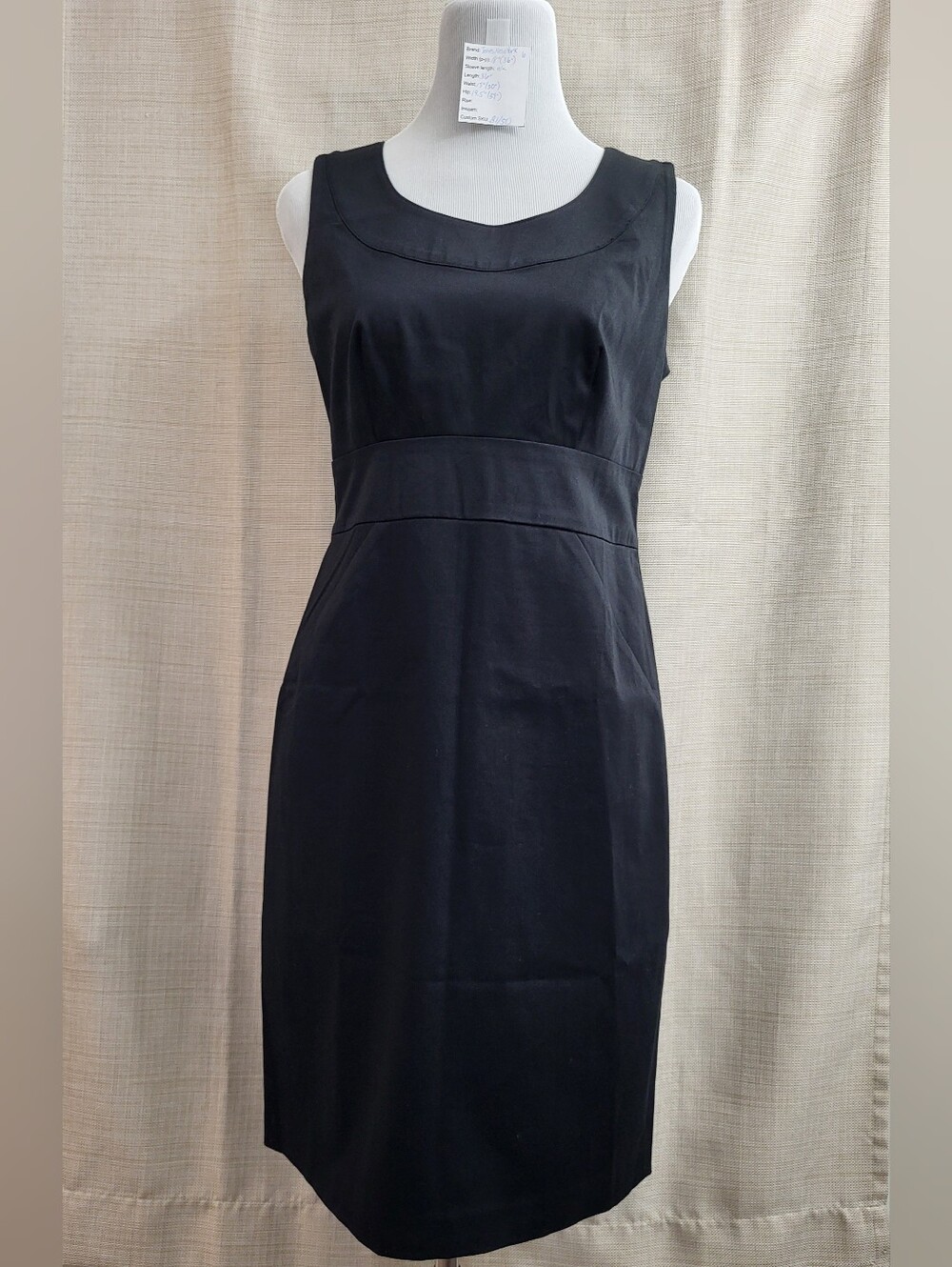 Jones New York Women's Black Sleeveless Sheath Dress Career Party Size 6
